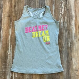 Under Armour Gray Tank Top with Pink and Yellow Text